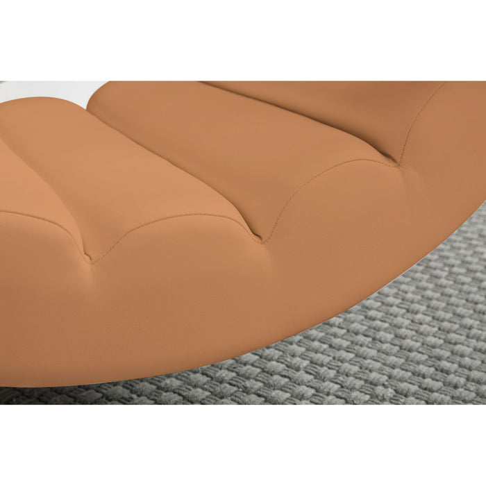 Medina Lehi Loungestoel - Schommelstoel  - Relaxfauteuil - Ergonomisch - Relaxstoel - Wit/Bruin - Kunstleer - Metaal