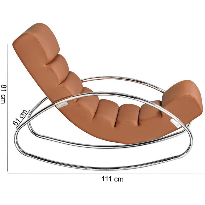 Medina Lehi Loungestoel - Schommelstoel  - Relaxfauteuil - Ergonomisch - Relaxstoel - Wit/Bruin - Kunstleer - Metaal