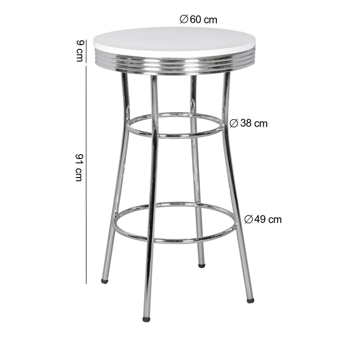 Medina Logan Bartafel - Bistrotafel - Statafel - Aluminium Bartafel - Design - Retro - USA - Ø 60 cm