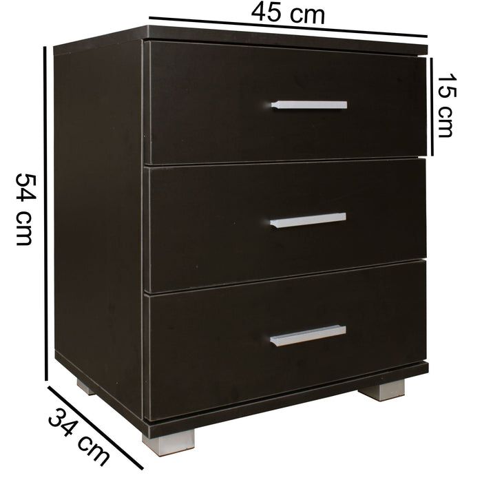 Medina Lamar Nachtkastje - Nachtkast - Console - Ladekastje - Kast - Ladekast - 3 Lades - 45 x 54 x 34 cm (B x H x D)