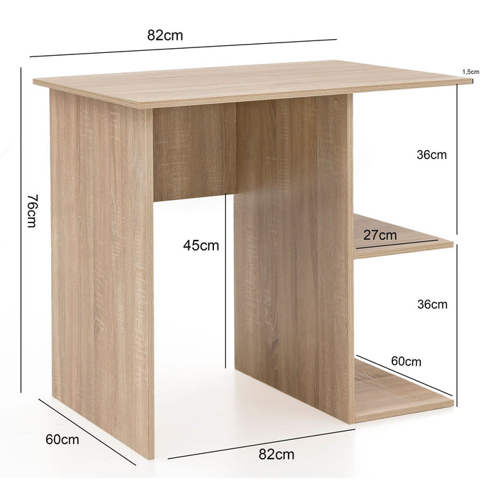 Medina Lindale Bureau - Computerbureau - Opbergruimte - 2 Planken - Sonoma - Eiken - Kantoortafel - 82 x 60 x 76