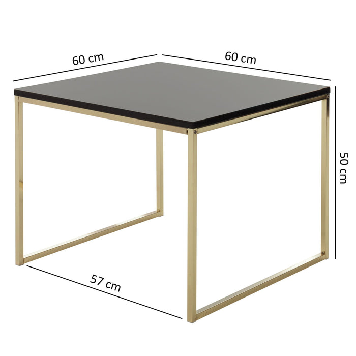 Medina Gallup Salontafel - Bijzettafel - Salontafels - Metalen Salontafel - Zwart - Goud - 60/120 x 50 x 60