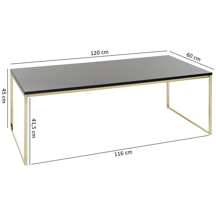 Medina Gallup Salontafel - Bijzettafel - Salontafels - Metalen Salontafel - Zwart - Goud - 60/120 x 50 x 60