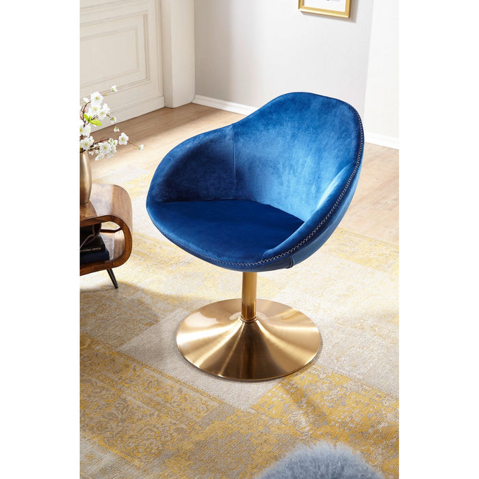 Medina Santa Fe Fauteuil - Loungestoel - Kuipstoel - Bureaustoel - Relaxfauteuil - Fluwelen Fauteuil - Fluweel - Blauw - Goud