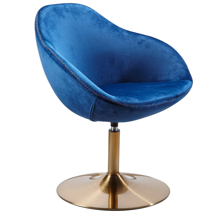 Medina Santa Fe Fauteuil - Loungestoel - Kuipstoel - Bureaustoel - Relaxfauteuil - Fluwelen Fauteuil - Fluweel - Blauw - Goud