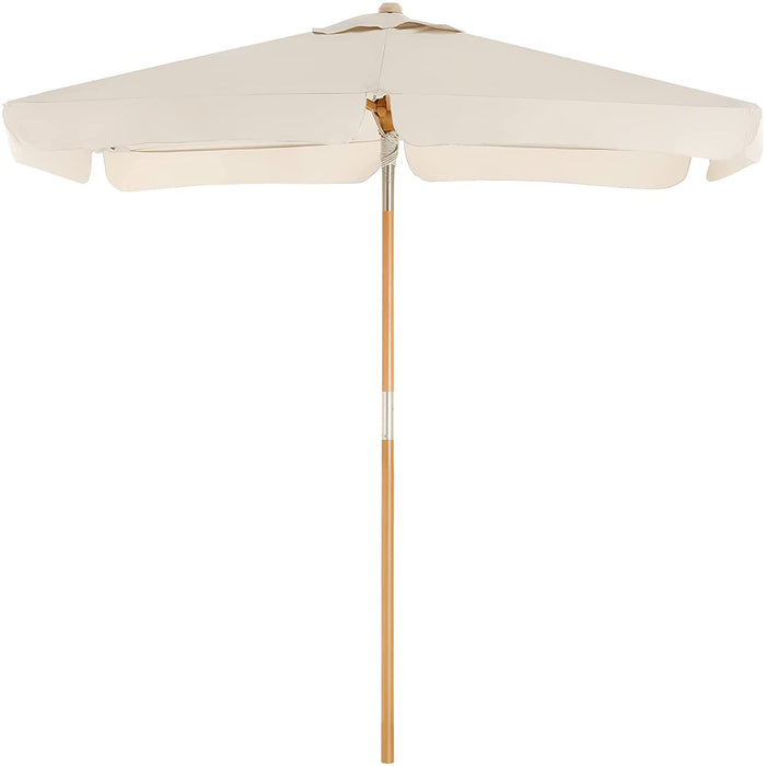 Nancy's Friars Bay Parasol - Rechthoekig - UV-Bescherming - Buigbaar - Beige/Grijs - Bruin - Beukenhout - Polyester - 2 x 1,25 m