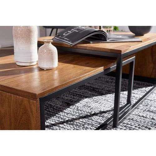 Medina Salontafel Set van 2 - Massief Houten Bijzettafel - Salontafels - 80 x 55 x 36 cm