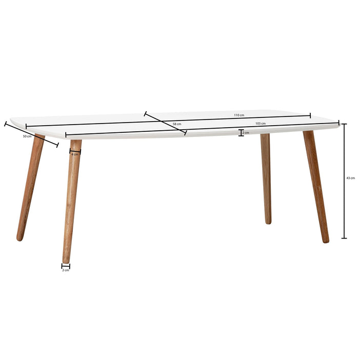 Medina Glendive Salontafel - Koffietafel - Bijzettafel - 110 cm - Wit - Bruin - Scandinavisch - Retro