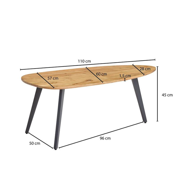 Medina Home Genoa Salontafel - Massief Hout - Koffietafel - Acacia Hout - Metaal - Bijzettafel - 110 x 60 cm - Zwart - Bruin