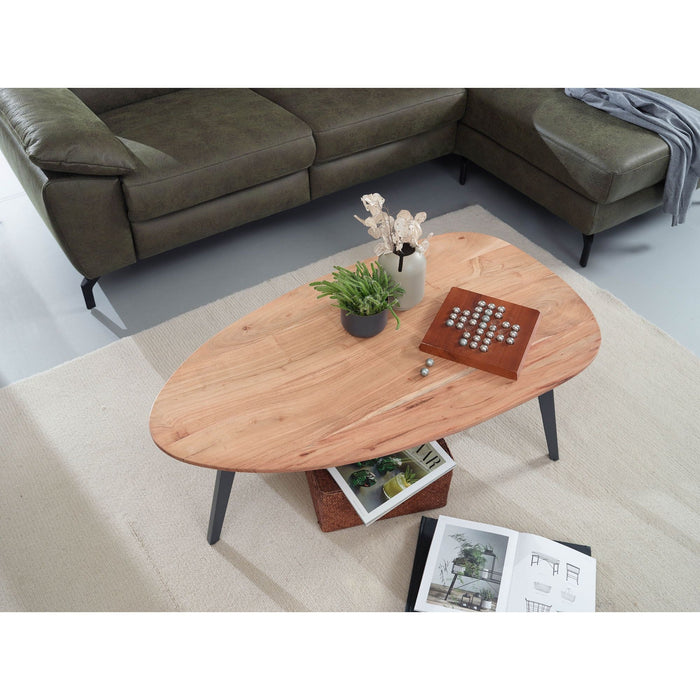 Medina Genoa Salontafel - Massief Hout - Koffietafel - Acacia Hout - Metaal - Bijzettafel - 110 x 60 cm - Zwart - Bruin