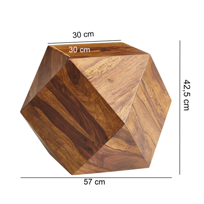 Medina Hoboken Salontafel - Massief Sheeshamhout - Diamantvorm - Diamant - Bijzettafel - Decoratietafel - 57x42,5x57 cm - Bruin