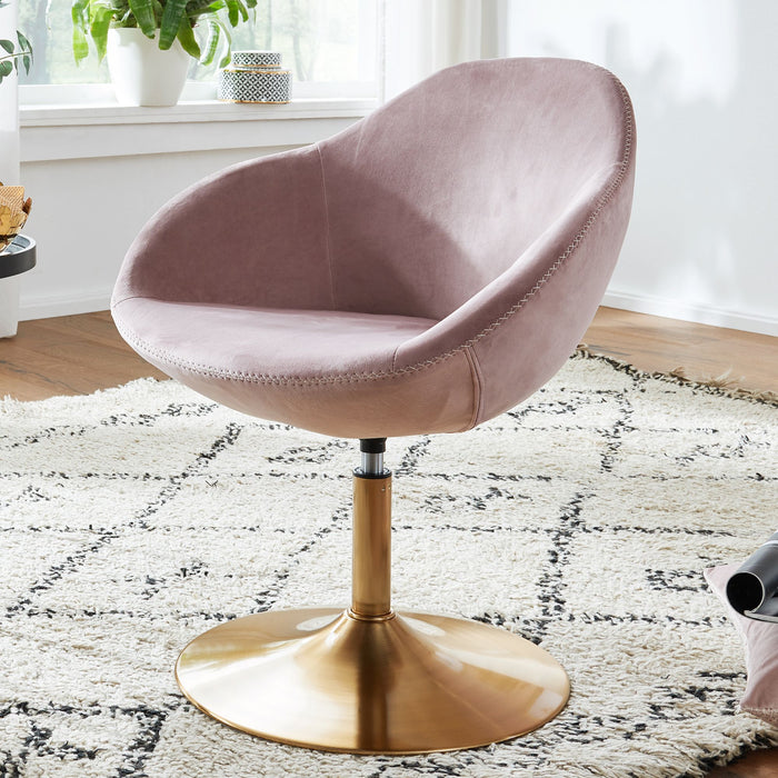 Medina Sherman Loungestoel - Relax Fauteuil - Fauteuil - Bureaustoel - Kuipstoel - Fluweel - Roze - Goud