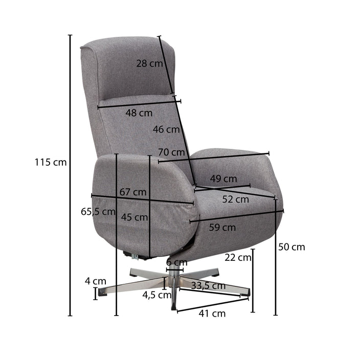 Medina Groton Relax Fauteuil - Massagestoel - Massagefunctie - Stof - Ligfunctie - Lichtgrijs - Afstandsbediening - Massage