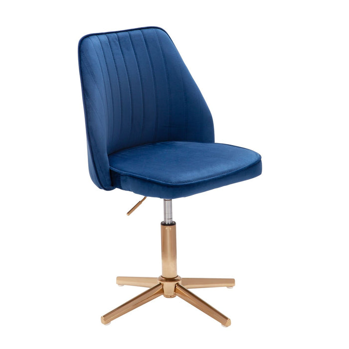 Medina Draaistoel - Keukenstoel - Bureaustoel - Schelpstoel - Verstelbaar - Design - Fluweel - Blauw - Modern