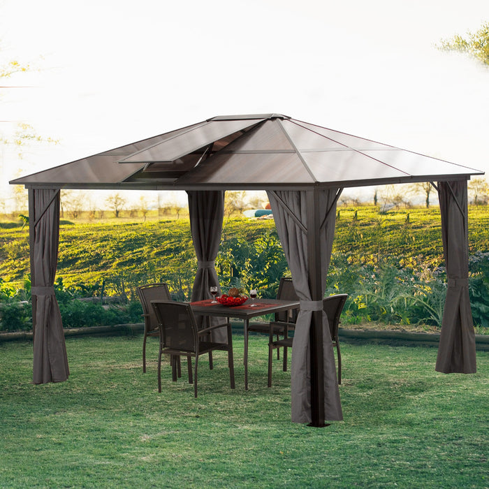 Medina Maquoketa Tuinpaviljoen - Partytent - Zijpanelen - Polyester - Bruin - 3,45 x 2,8 x 2,6 m