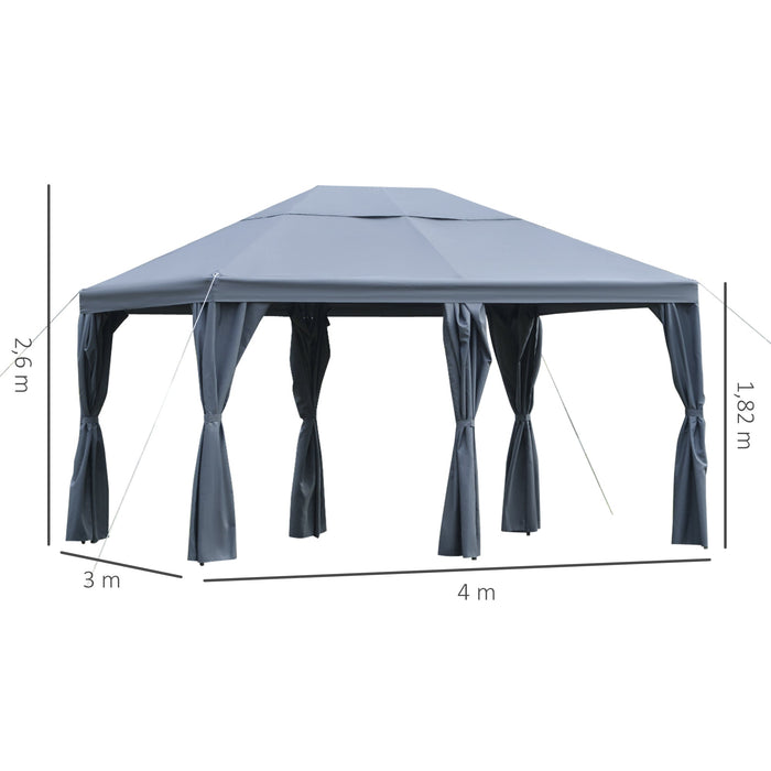 Medina Marshalltown Tuinpaviljoen - Partytent - 6x Zijwanden - Polyester - Grijs - 4 x 3 x 2,6 m