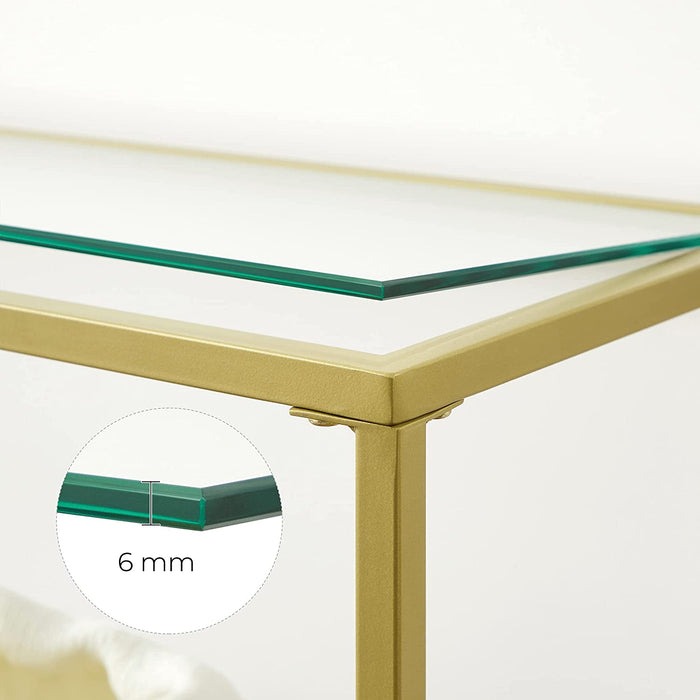 Nancy's Granada Consoletafel - Sidetable - 3 Niveaus - Gehard Glas - Metaal - Goud - 130 x 30 x 73.3 cm