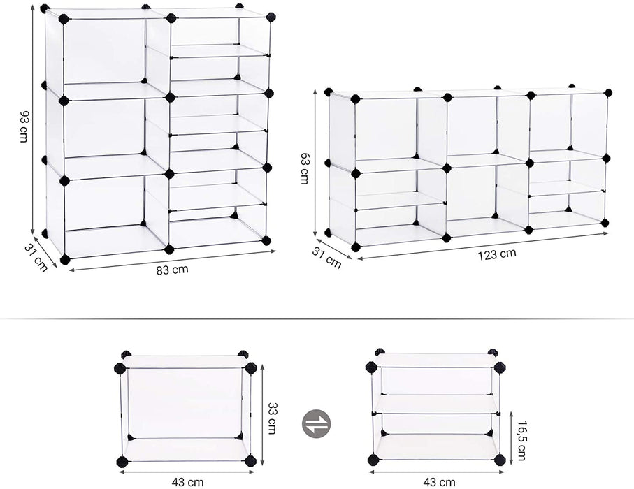 Nancy's Charleville Opbergrek - Stellingsysteem - Schoenenrek - Kunststof - Boutloos - Wit - 87 x 32 x 96 cm