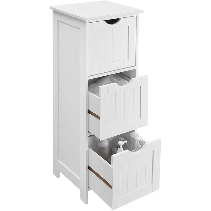 Nancy's Camden Opbergkast - Badkamerkast - Ladekast - 3 Lades - Wit - Staande Kast - MDF - 32 x 30 x 81 cm