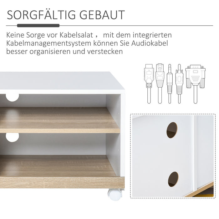 Medina Arcata Kaptafel - Make-Up Tafel - Inklapbare Spiegel - MDF - Grenenhout - Wit - Natuur - 60 x 50 x 85.5 cm