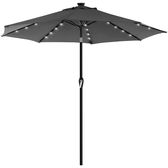 Nancy's Frere Lake Parasol - LED Verlichting - Zonne-Energie - Buigbaar - Zwengel - Grijs/Beige - 270 x 270 x 240 cm