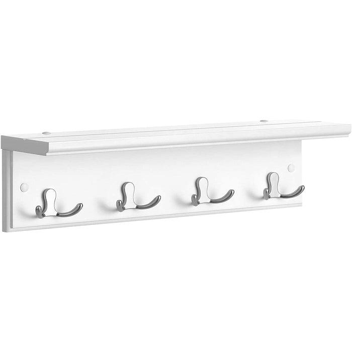 Nancy's Sevierville Wandkapstok - Garderobe - 4 Dubbele Haken - Wandkapstok - MDF - Wit - 40 x 10.5 x 10.5 cm