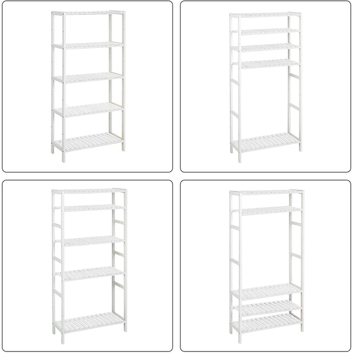 Nancy's Camp Cove Badkamerkast - Opbergkast - 5 Niveaus - Bamboe - Hoogte Verstelbaar - Wit - 60 x 26 x 130 cm