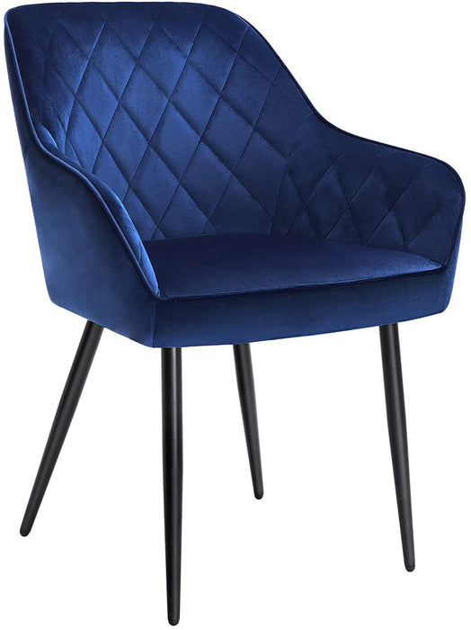 Nancy's Cluny Eetkamerstoel - Fauteuil - Eetstoel - Keukenstoel - Fluweel - Metaal - Blauw - 62.5 x 60 x 85 cm