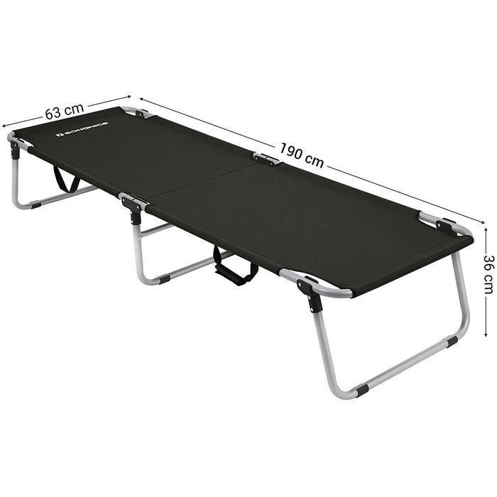 Nancy's Goupil Ligbed - Stretcher - Veldbed - Campingbed - Zwart/Grijs - Ijzer - Kunststof - Zilver - 190 x 63 x 36 cm