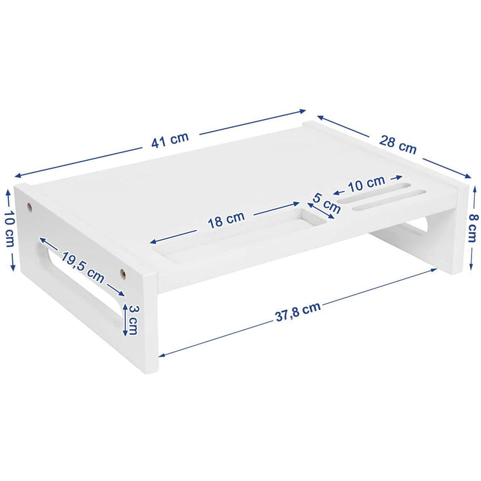 Nancy's Cane Laptoptafel - Monitorstandaard - Opbergmogelijkheden - Wit - Bamboe - ‎41 x 28 x 10 cm