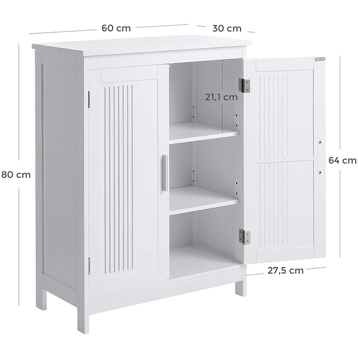 Nancy's Camilla Dressoir - Opbergkast - Badkamermeubel - 2 Deuren - Verstelbare Planken - MDF - Wit - 60 x 30 x 80 cm