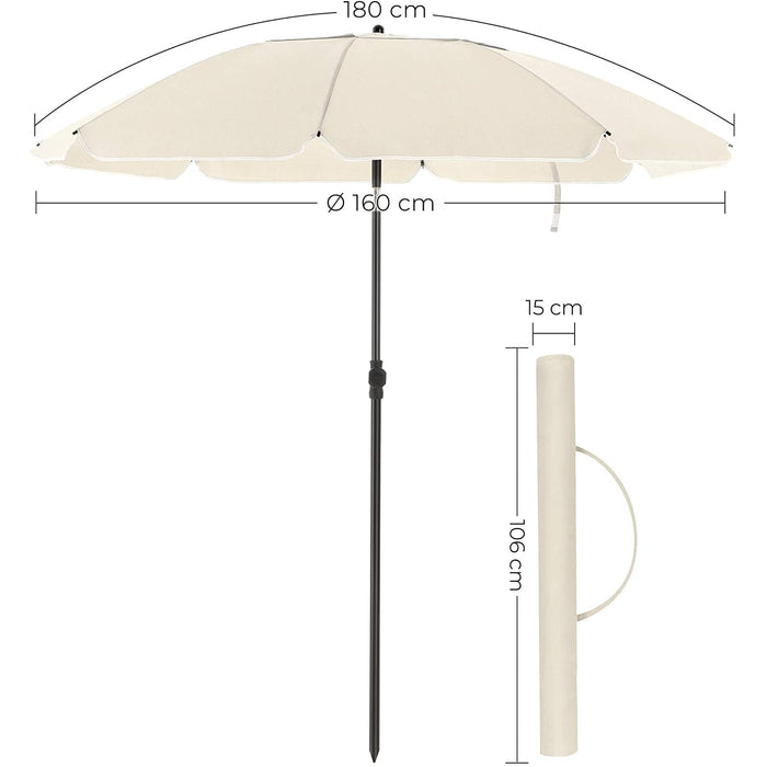 Nancy's Frog Lake Parasol - Strandparasol - Kantelmechanisme - Achthoekig - Polyester - Draagtas - Beige - 1.6 m