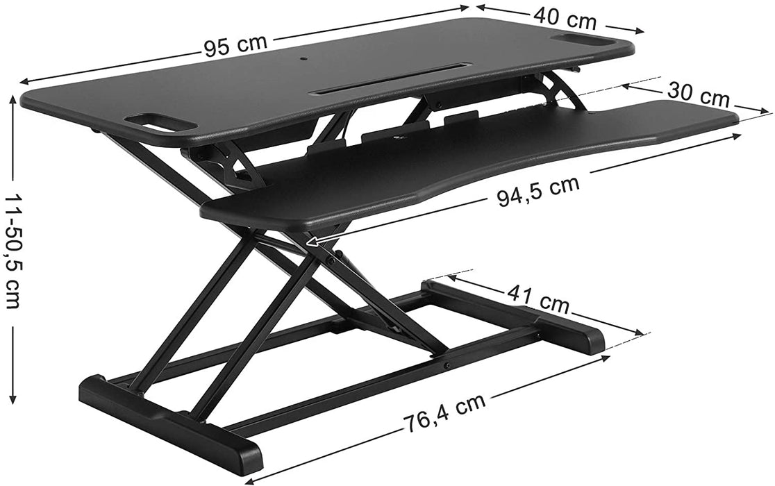 Nancy's Conway Monitorstandaard - Hoogte Verstelbaar - Zit-Sta - Ergonomisch - Zwart - Bewerkt Hout - Toetsenbordblad - 95 x 40 cm