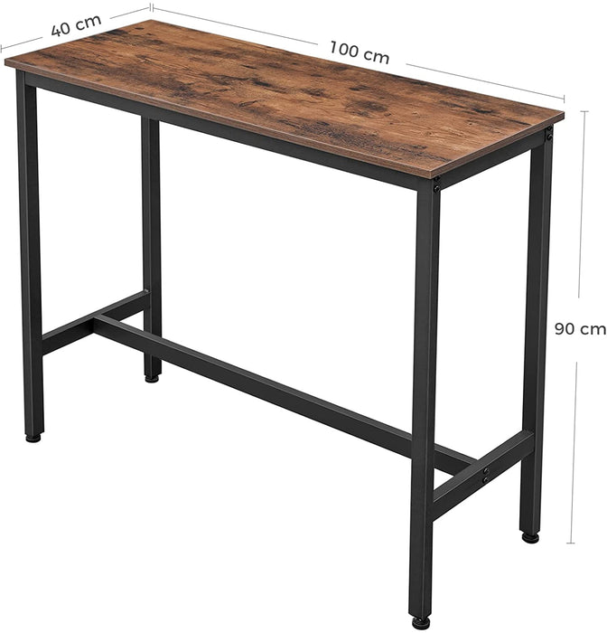 Nancy's Clifford Bartafel - Keukentafel - Eettafel - Metaal - Bewerkt Hout - Bruin - Zwart - 100 x 40 x 90 cm