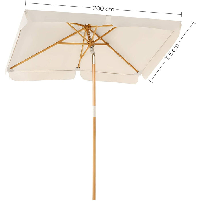 Nancy's Friars Bay Parasol - Rechthoekig - UV-Bescherming - Buigbaar - Beige/Grijs - Bruin - Beukenhout - Polyester - 2 x 1,25 m