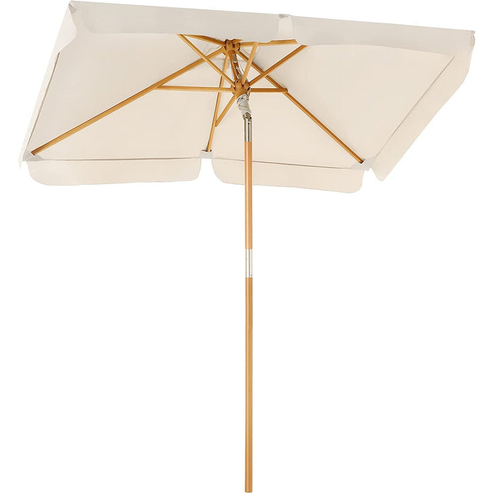 Nancy's Friars Bay Parasol - Rechthoekig - UV-Bescherming - Buigbaar - Beige/Grijs - Bruin - Beukenhout - Polyester - 2 x 1,25 m