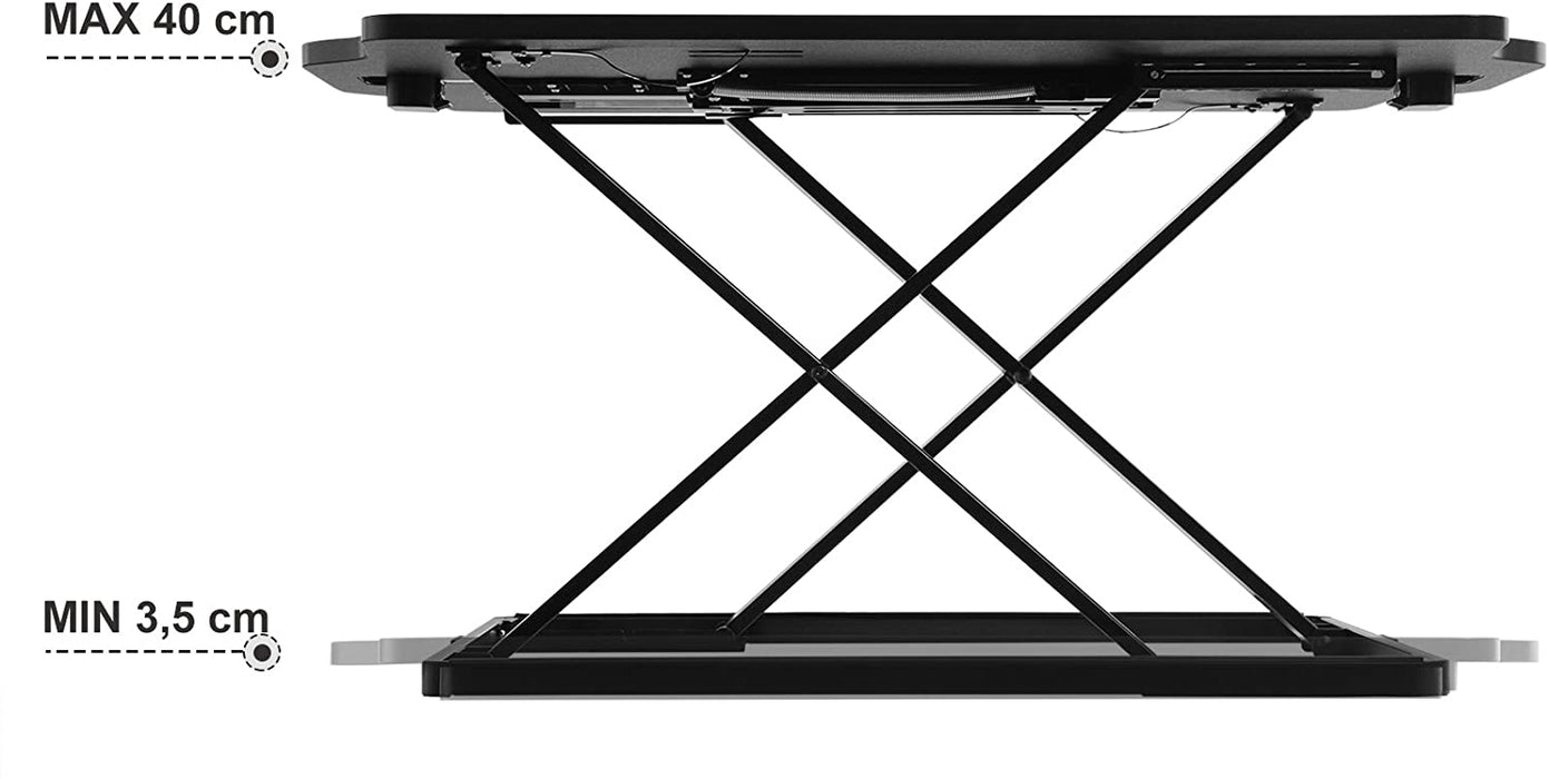 Nancy's Conroy Laptoptafel - Monitorstandaard - Zit-Sta Bureau - Hoogte Verstelbaar - Zwart - Bewerkt Hout - Metaal - 79.5 x 54 cm