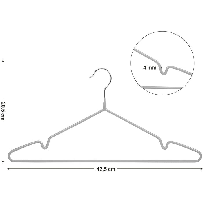 Nancy's Camp Chimo Kledinghangers - Set Van 20 - Anti-Slip - Draaibare Haak - PVC Coating - Grijs - 42,5 x 0,4 x 20,5 cm