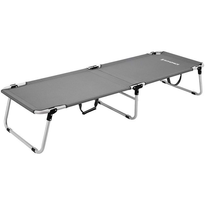 Nancy's Goupil Ligbed - Stretcher - Veldbed - Campingbed - Zwart/Grijs - Ijzer - Kunststof - Zilver - 190 x 63 x 36 cm