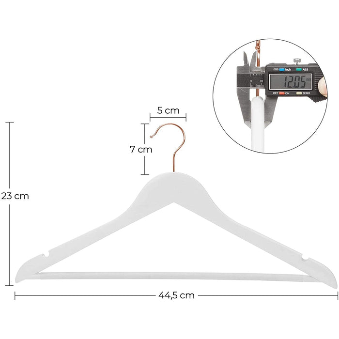 Nancy's Myersville Kledinghangers - Set Van 50 - Massief Hout - Anti-Slip - Inkepingen - Draaibare Haak - Wit - Roségoud - 44,5 x 1,2 x 23 cm
