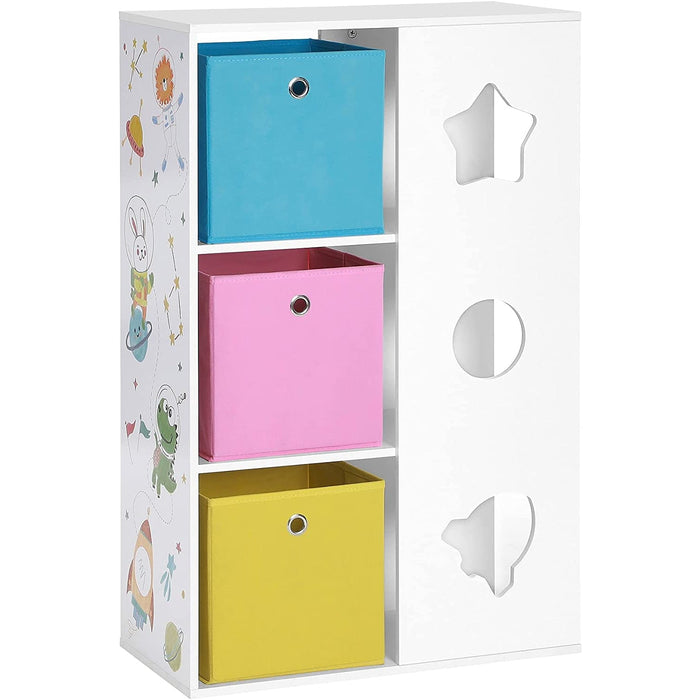 Nancy's Burgoyne Opbergkast - Vakkenkast - Kinderkamer - Speelgoedopslag - Wit - Blauw - Roze - Geel - MDF - 62 x 29,5 x 96 cm