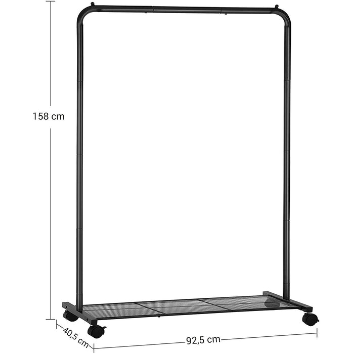 Nancy's Fosterville Kledingrek - Garderoberek - Kapstok - Wieltjes - Max 40 kg - Zwart - Metaal - 92,5 x 40,5 x 158 cm