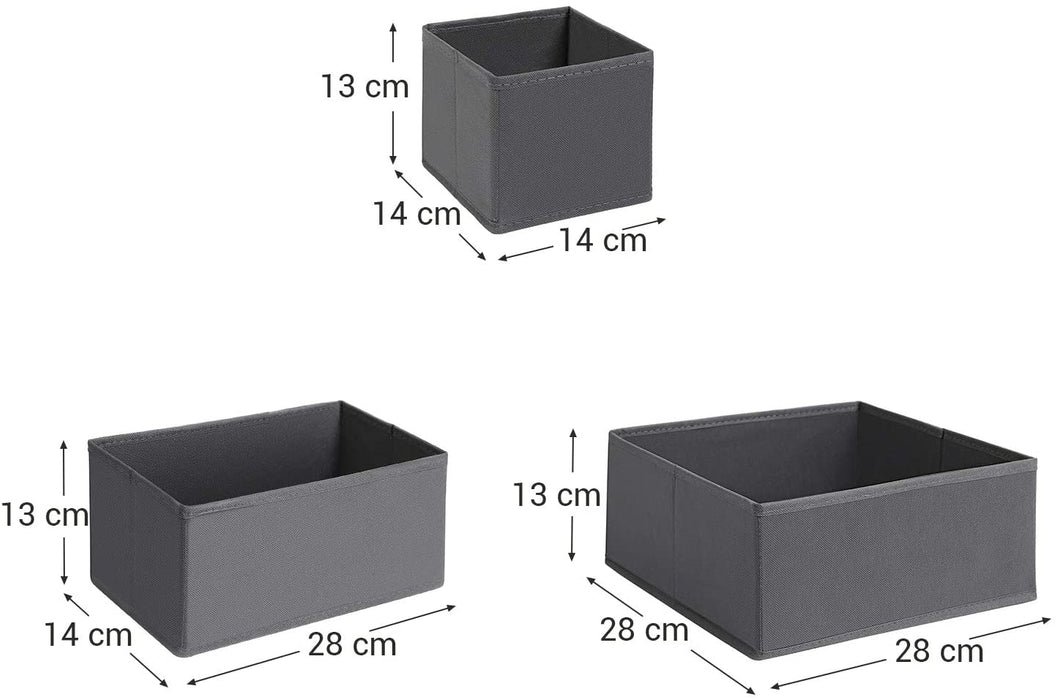 Nancy's Cedarbrae Opbergdozen - Organizers - Set Van 9 - Opvouwbaar - Stof - Grijs - Diverse Afmetingen