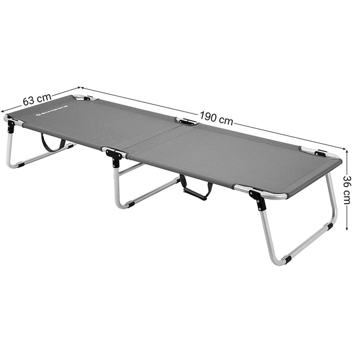 Nancy's Goupil Ligbed - Stretcher - Veldbed - Campingbed - Zwart/Grijs - Ijzer - Kunststof - Zilver - 190 x 63 x 36 cm