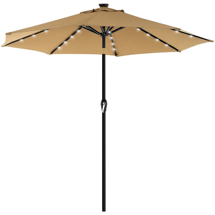 Nancy's Ruskin Parasol - LED-Verlichting op Zonne-Energie - UV-Bescherming - UPF 50+ - Buigbaar - Zwengel - Taupe - 270 cm