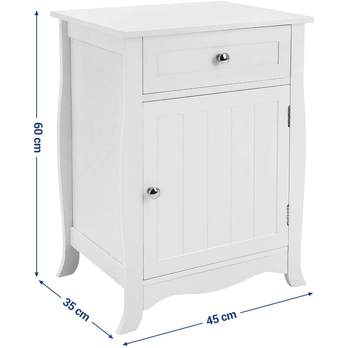 Nancy's Garrow Nachtkastje - Dressoir - Ladekast - Bewerkt Hout - Wit - 35 x 45 x 60 cm