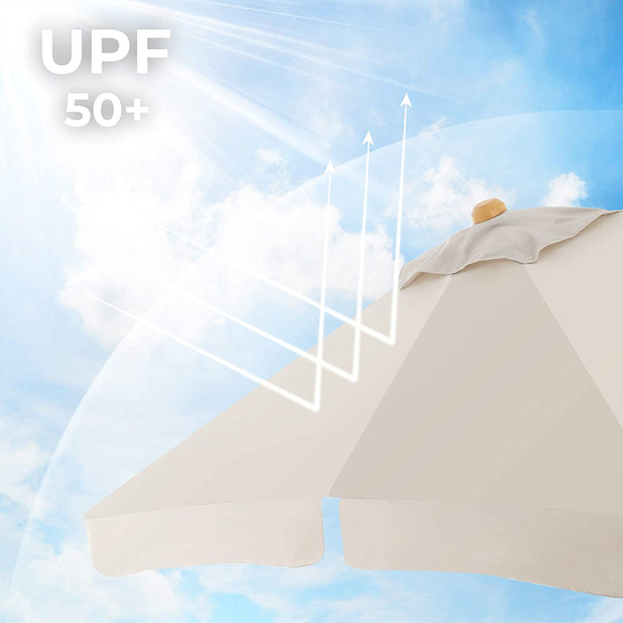 Nancy's DeSoto Parasol - Tuinparasol - UPF 50+ - Beukenhout - Beige - Bruin - Zonwering - Schaduw - 300 x 200 cm
