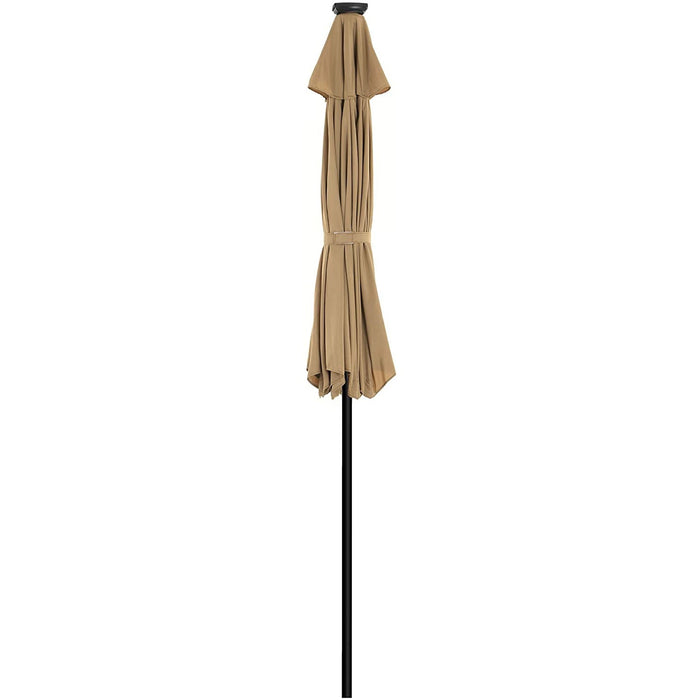 Nancy's Ruskin Parasol - LED-Verlichting op Zonne-Energie - UV-Bescherming - UPF 50+ - Buigbaar - Zwengel - Taupe - 270 cm