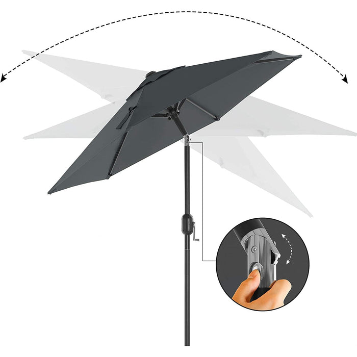 Nancy's Heber Parasol - Marktparasol - Tuinparasol - UV-Bescherming - UPF 50+ - Metaal - Buigbaar - Grijs - 200 cm