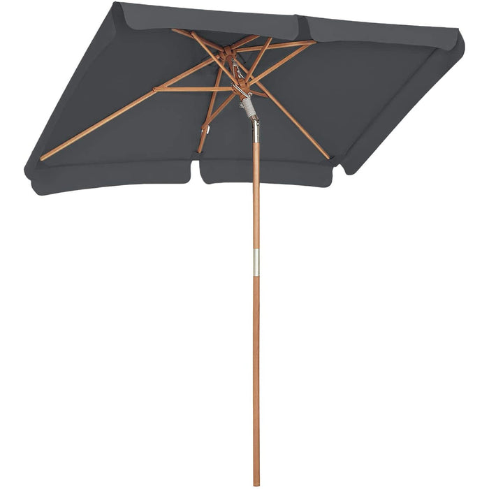 Nancy's Friars Bay Parasol - Rechthoekig - UV-Bescherming - Buigbaar - Beige/Grijs - Bruin - Beukenhout - Polyester - 2 x 1,25 m